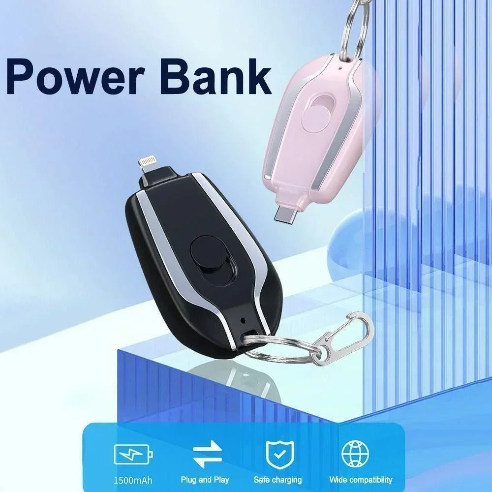 Mini Power Bank Keychain Both [I Phone And Type-C ]