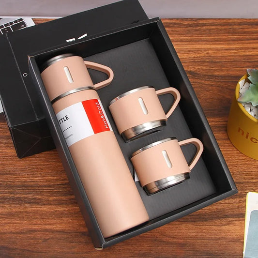 500ml Stainless Steel Vacuum Thermos with 3 Cups